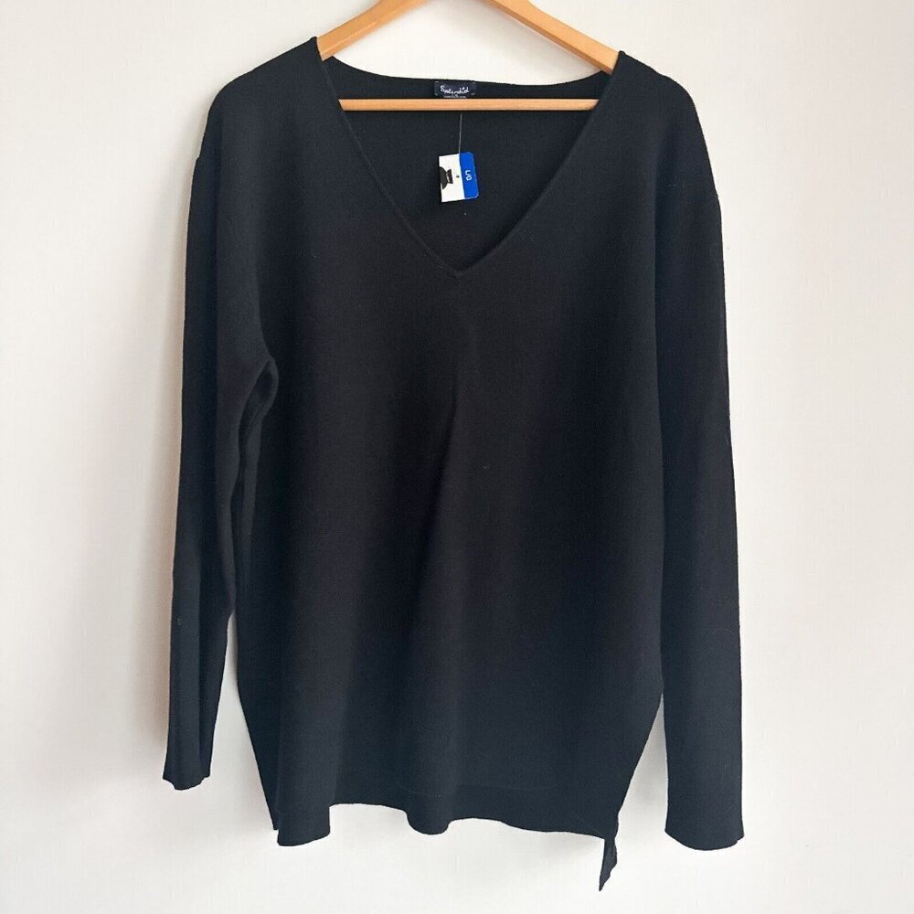 Splendid V Neck Black Knit Top L